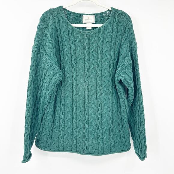 Express Tricot Womens VTG Vintage Fall Handknit Cable Knit Fisherman‎ Sweater M - Picture 1 of 5